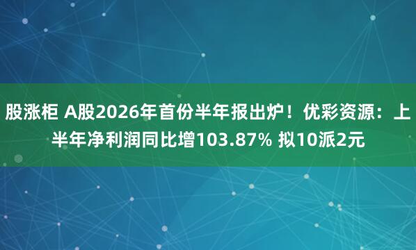 股涨柜 A股2026年首份半年报出炉！优彩资源：上半年净利润同比增103.87% 拟10派2元